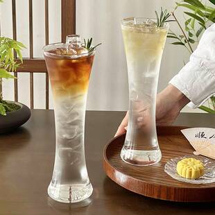 长饮细长果汁杯玻璃杯鸡酒杯柠檬茶饮料杯茶酒杯茶馆冷萃茶杯子