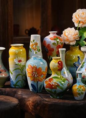 景德镇手工油画花瓶干花家