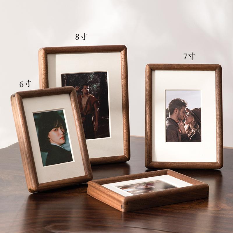 实木圆角黑胡桃木相框摆台6寸7寸8寸榫卯相框框架洗照片做成相框