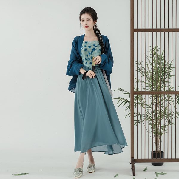 汉服女款2024唐装中国风女装改良旗袍上衣新中式连衣裙两件套套装