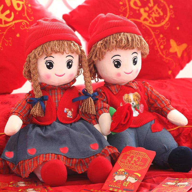 压床娃娃娃娃一对结婚高档婚房床上婚庆公仔福娃毛绒金童玉女玩偶
