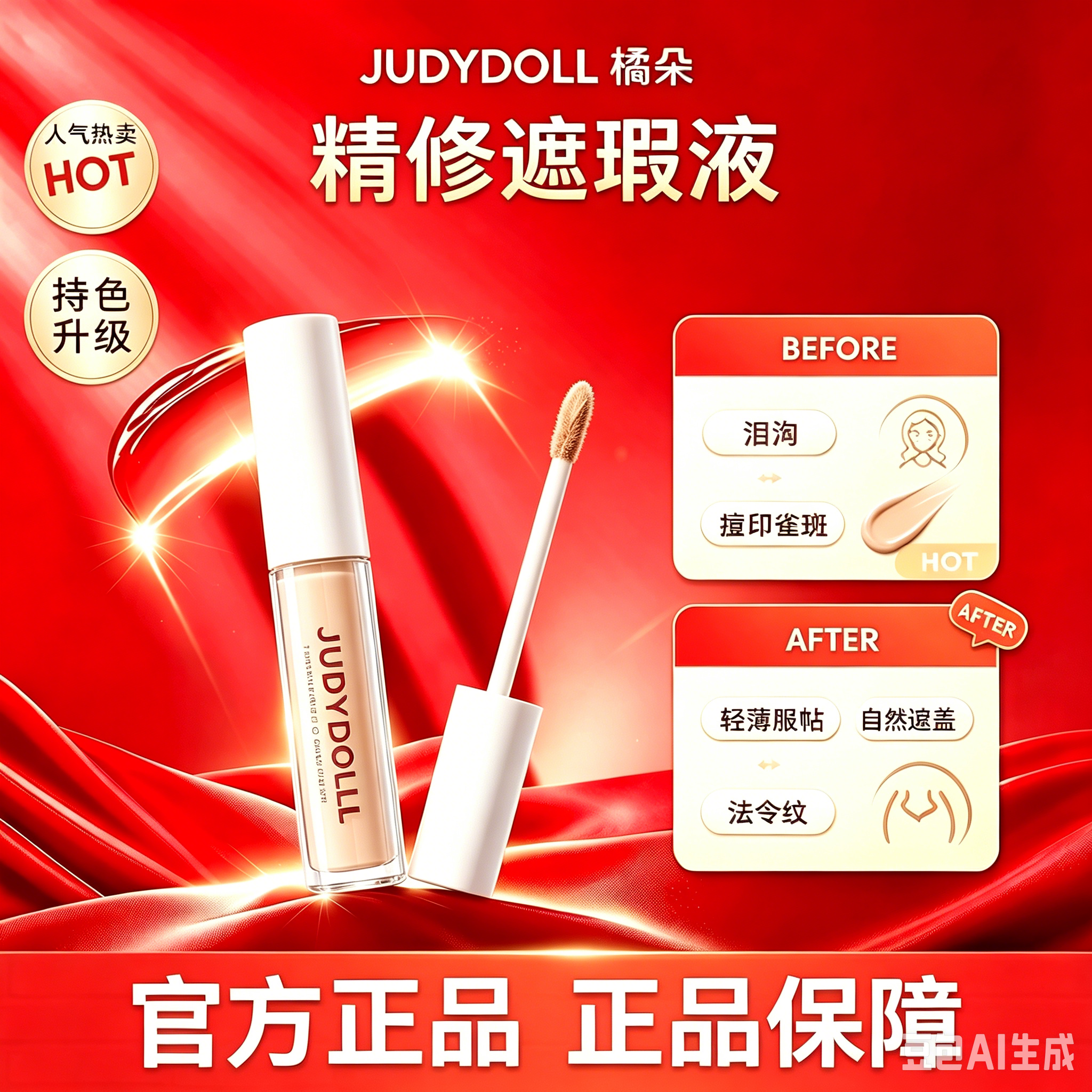 Judydoll橘朵遮瑕液遮瑕膏遮盖泪沟痘印黑眼圈雀斑唇部脸部提亮液