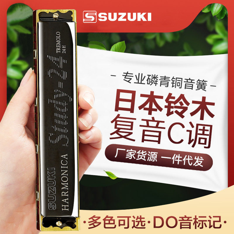 铃木口琴24孔复音C调高级男士初