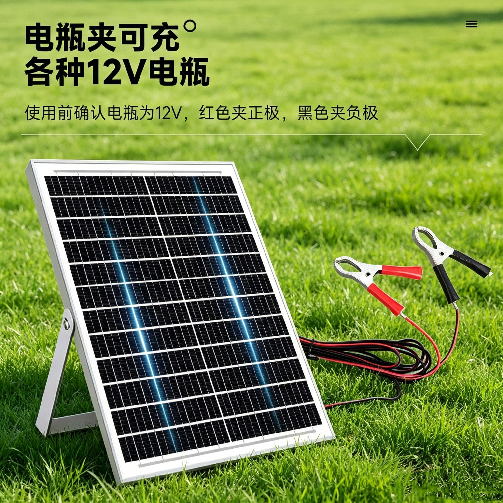 12V户外太阳能电源35W光伏板夹子充电板户外汽车电瓶充电便携光伏