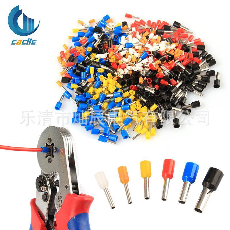 600pcs袋装冷压管型端子接线端子连接器+0.25-10冷压端子压线钳