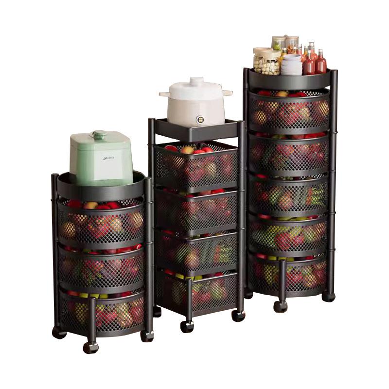 客厅厨房免安装旋转置物架多层家用储物架果蔬菜篮子收纳架家居