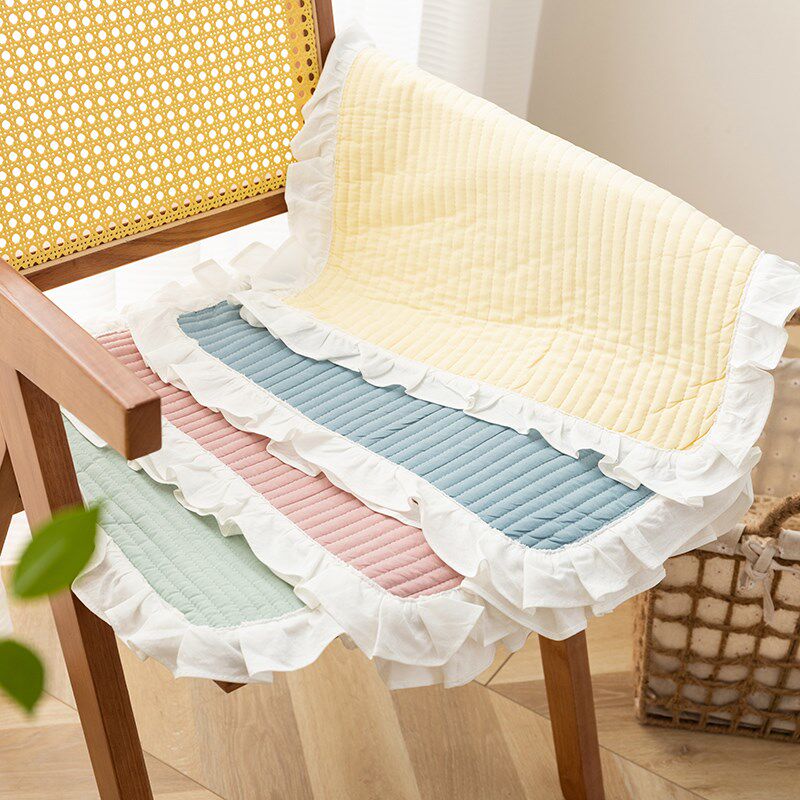 韩式可爱少女心坐垫餐桌椅垫防A滑纯棉办公室椅子座垫马卡龙纯色