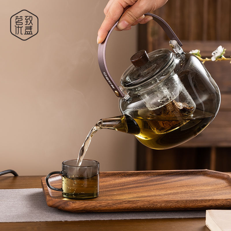 提梁玻璃蒸煮一体煮茶壶器电陶炉煮茶炉