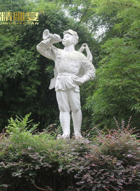 汉白玉石雕人物军m人塑像红色文化革命战士景观雕像户外大型石雕