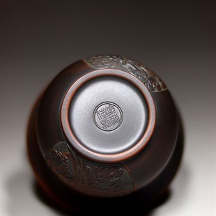 盖碗钦州坭兴陶手抓壶茶壶茶碗纯手工龙N凤精品小心肝复古中 新款