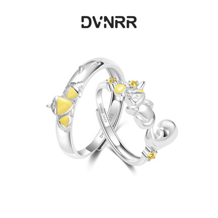 DVNRR果核里的心跳 设计师原创松鼠松果对戒七夕礼物送女友