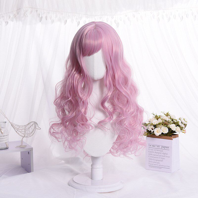 速发韩式新款粉色发发时尚长卷发温高丝假卷漫展pl头套