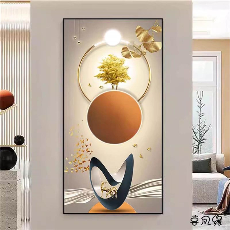 速发2026年新款入户玄关贴画立体自粘装饰壁画高端过道客厅墙贴纸