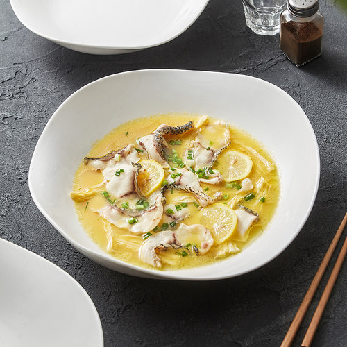 速发优格不规则汤盘家餐高级感深盘白瓷鱼具盘子菜盘酸菜水煮用大