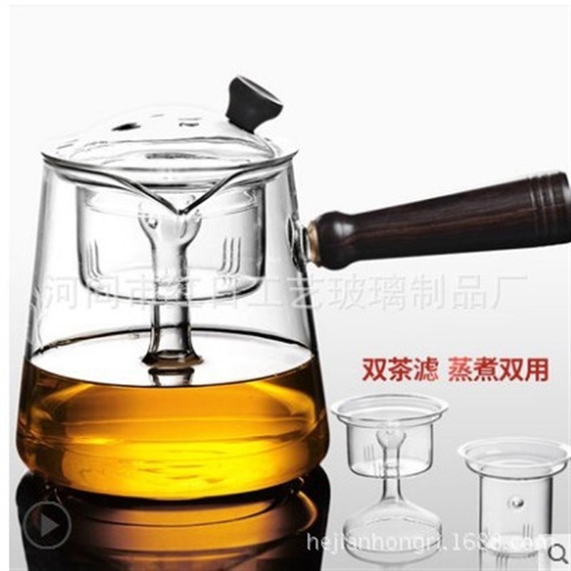 速发耐热玻璃蒸茶把透明红茶黑陶蒸汽泡茶侧壶壶家用电茶炉煮茶器
