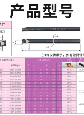 速发SGR/L08/10/12小孔内外切槽刀具 小径内槽内孔刀杆浅槽挖槽刀