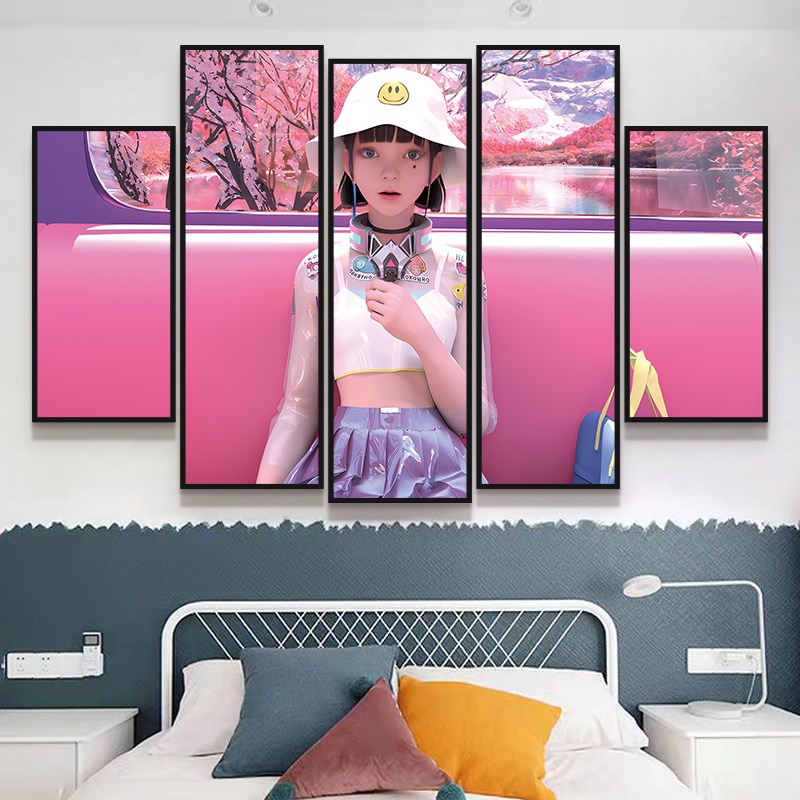 速发电竞房装饰赛博挂画网吧墙面装饰电脑房间布置二次元墙贴