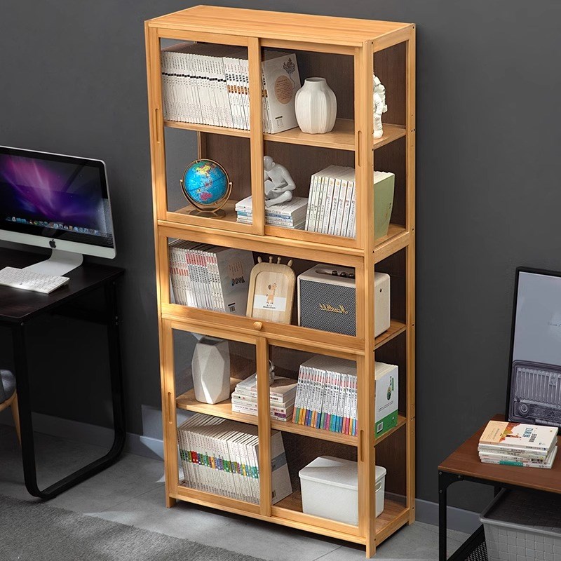 速发组合书用子多功能家落客厅柜地书架实木儿童储物多层置物架大