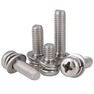 速发04不M钢十垫圆头螺丝小盘头三组合螺钉字片弹垫M2.5M4M5M6锈8