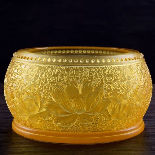 速发供佛古花琉璃莲法插香炉佛前香炉碗家用薰香炉盆玻璃香烧炉包