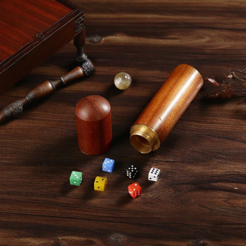 速发花梨木收纳八复古迷风太极筒卦圆形垫彩色国你骰子套装方圆图