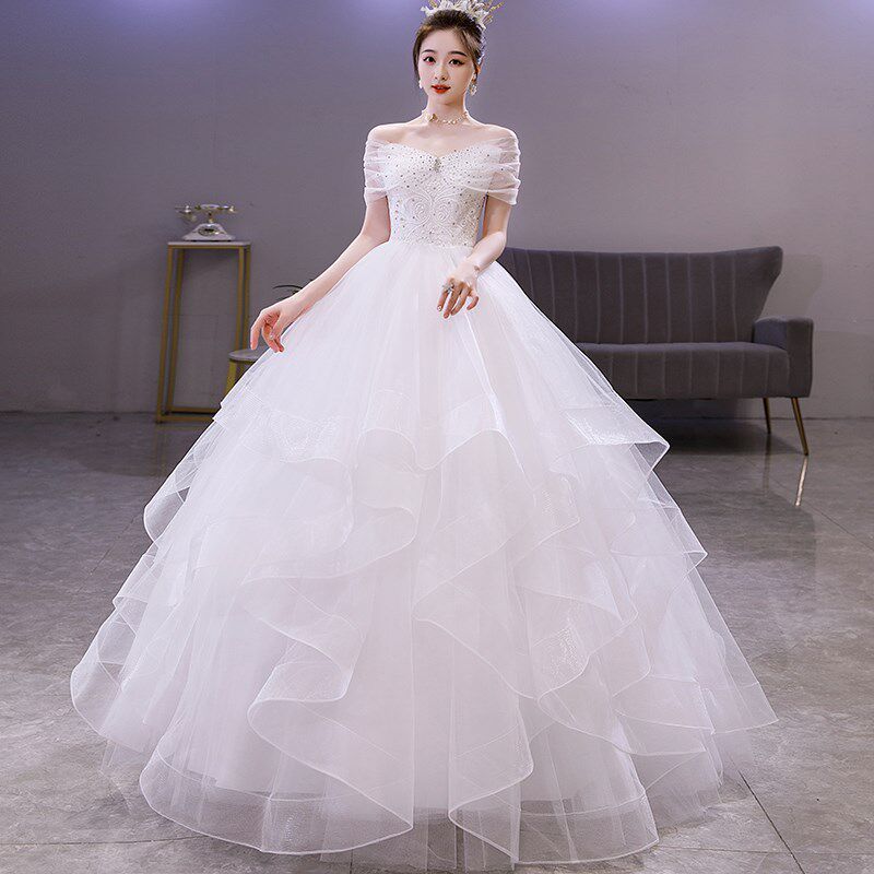 速发抹胸婚纱礼服2025新款春夏季公主梦幻森系蓬蓬裙齐地主纱