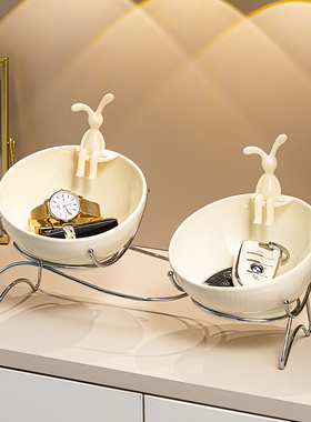 速发入户进关口玄轻收纳摆件门奢高档简约茶几零食摆放盘