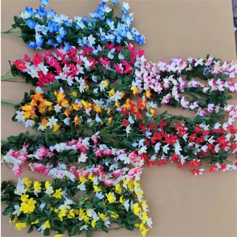 速发厂家小百合花花墙壁装饰假花壁藤 挂绢花花条吊兰花