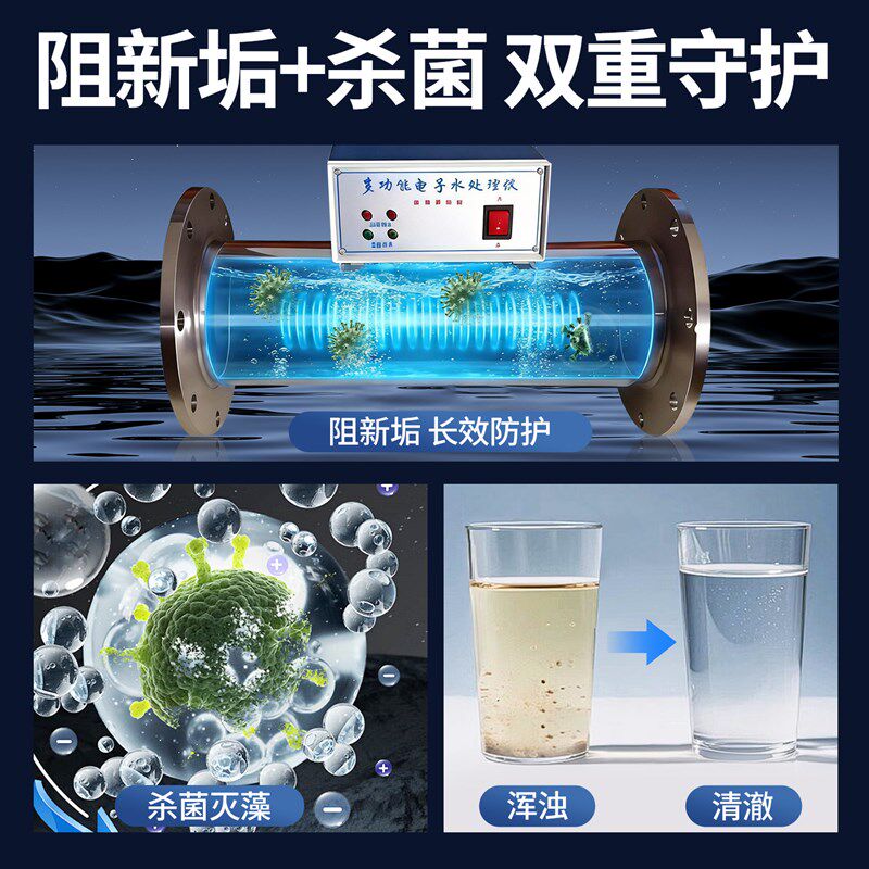 速发多功能电子除垢仪水处理器不锈钢高频电磁防垢中央空调阻垢器