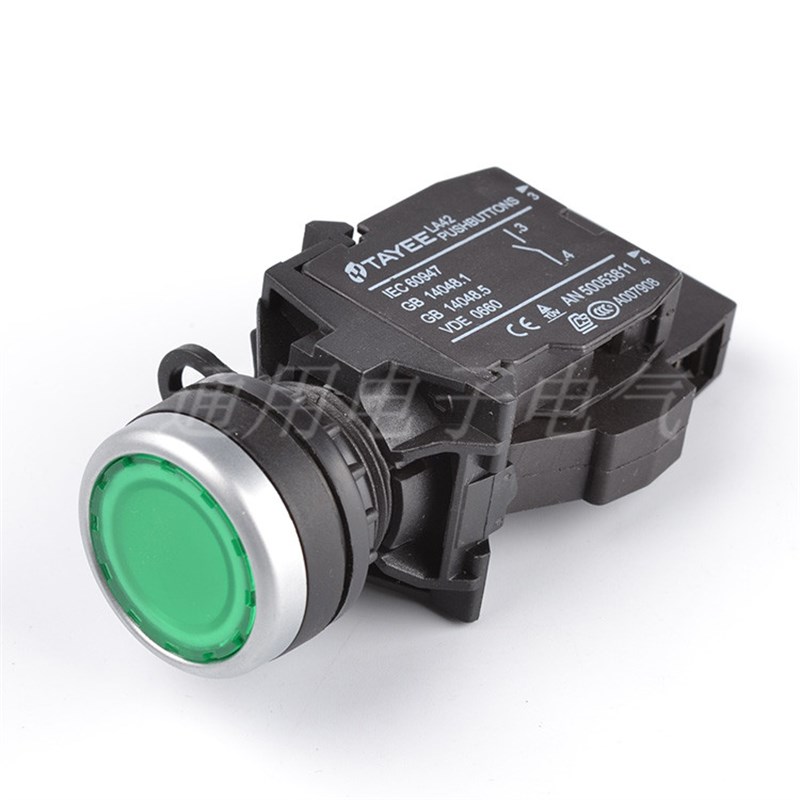 。上海TAYEE 按钮开关 带灯自复位开关 LA2P4D-10