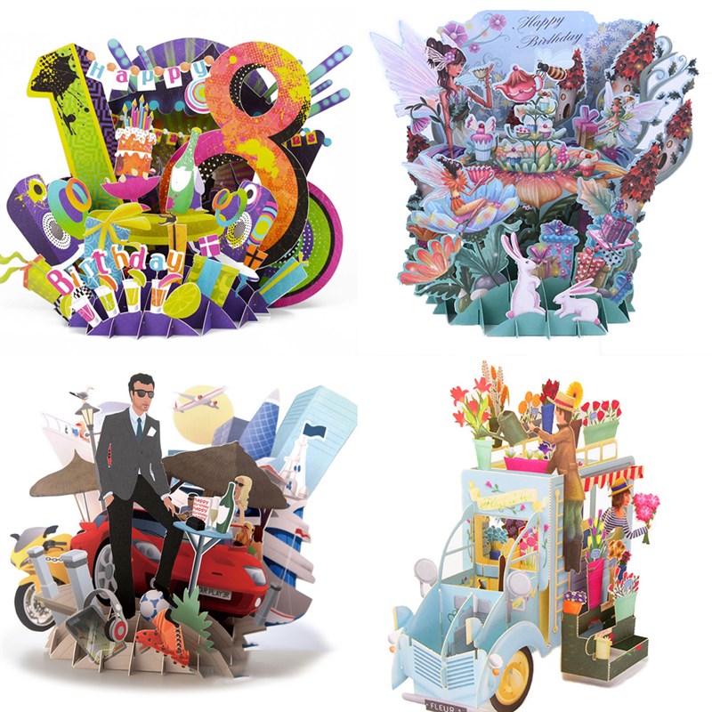新品.Laser3DBirthdayGreetingCutHandmadeCardCardInvitation