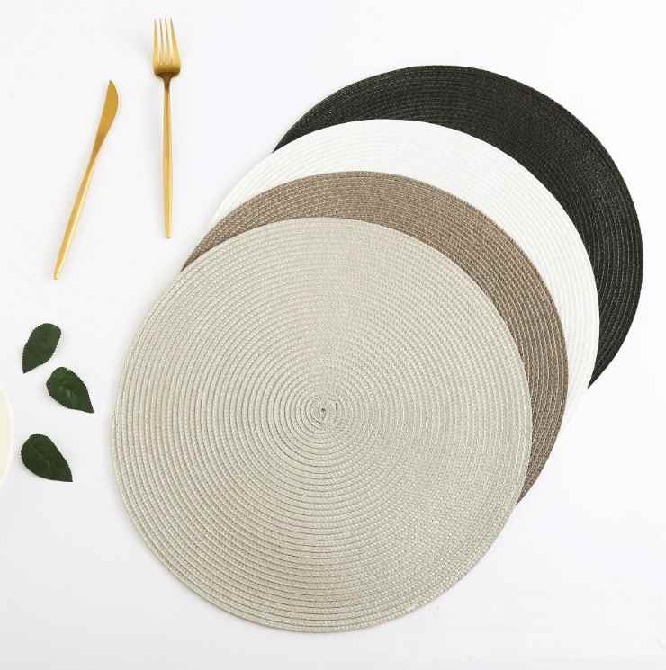 4pcs PP Dining Table Mat Woven Placemat Pad Heat Resistant