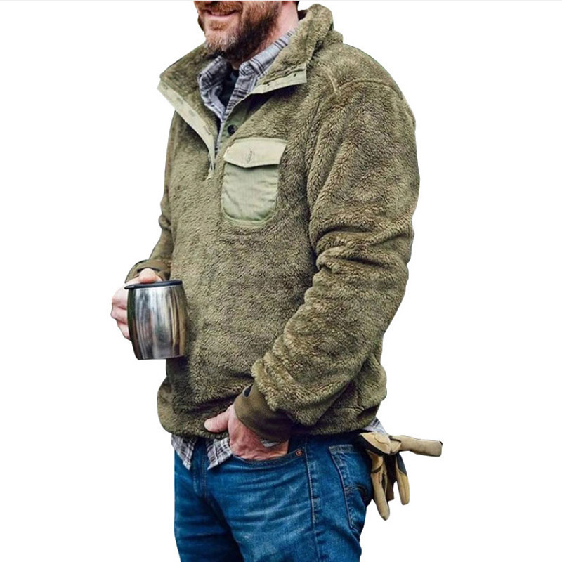 Wholesale Casual Simple Warm Plush Pullover Mens Fleece