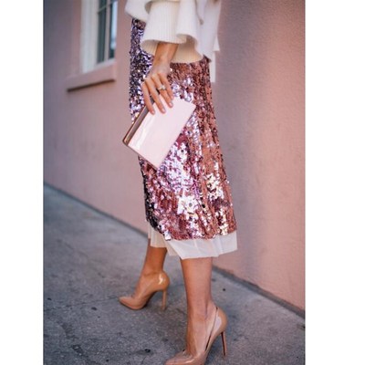 .women skirt new 23 pink sequin ankle high quality clothing