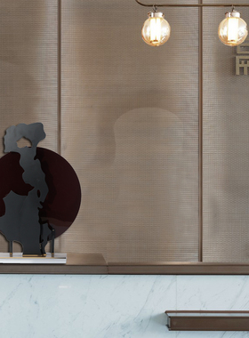 新中式亚克力金属山摆件样板房售楼处酒店大厅玄关书架软装摆设