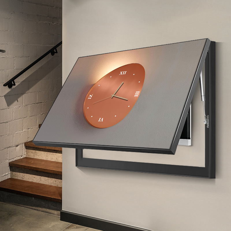 现代简约带钟表电表箱装饰画新款餐厅遮挡配电箱挂画电闸箱装饰画
