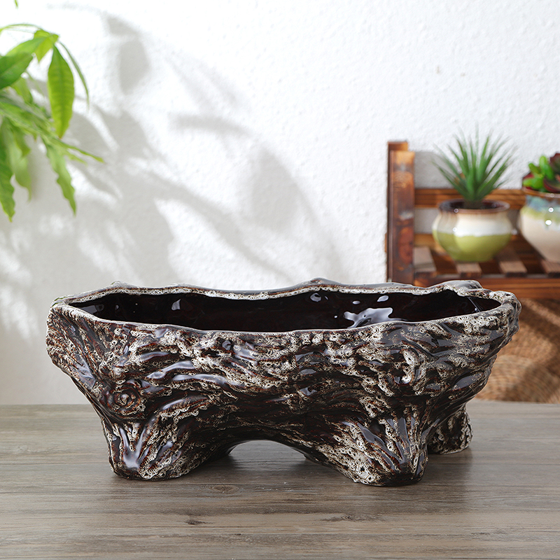 客厅室内个性桌面创意陶瓷花盆中国风特色特大号陶瓷花盆无托盘