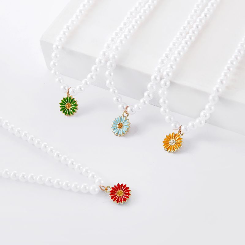 10Pcs 7Colors Zinc alloy Metal Enamel Colorblock Daisies Cha