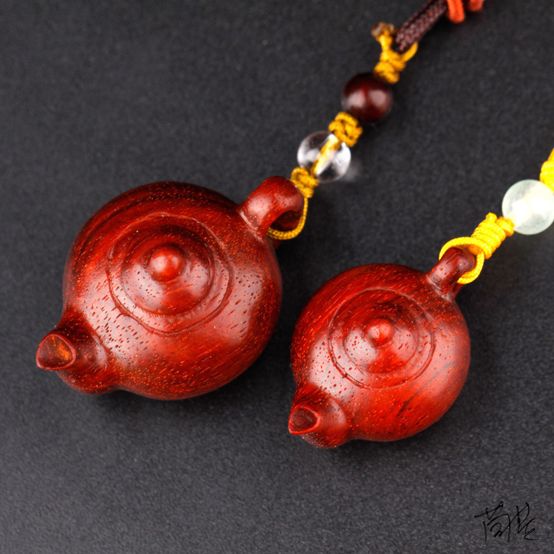 印度小叶紫檀茶壶紫檀茶壶文玩把把壶男士随身手把件实木木雕挂件