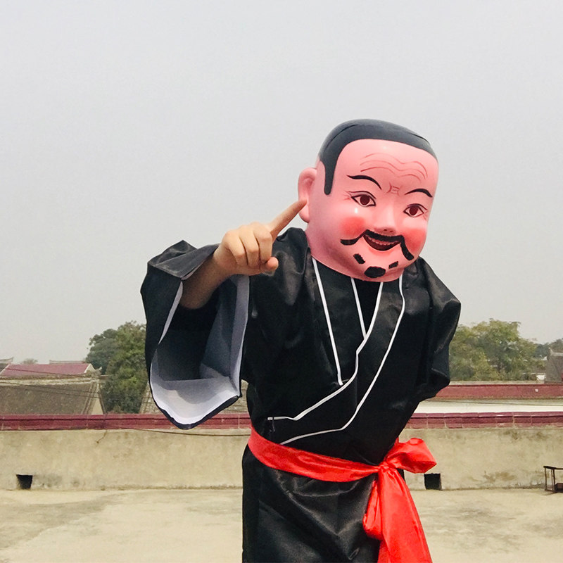 塑料大头娃娃头套面具小男孩小女孩秧歌舞龙舞狮演出衣服喜庆道具