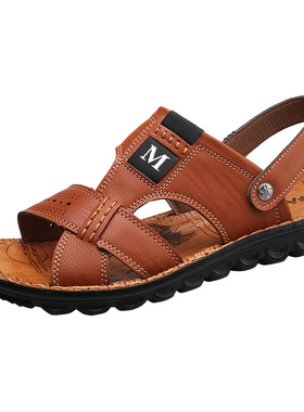 Summer Sandals Men Leather Classic Roman Sandals 2022 Slippe