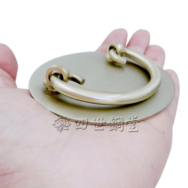 仿古圆形新中式柜门抽屉衣柜素面光面全铜白铜橱柜拉手铜书桌把手