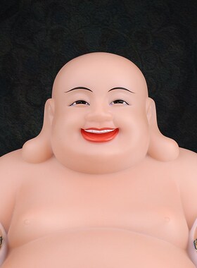 汉白玉弥勒佛菩萨大肚笑佛招财摆件元宝招财店铺开业礼品供奉佛像