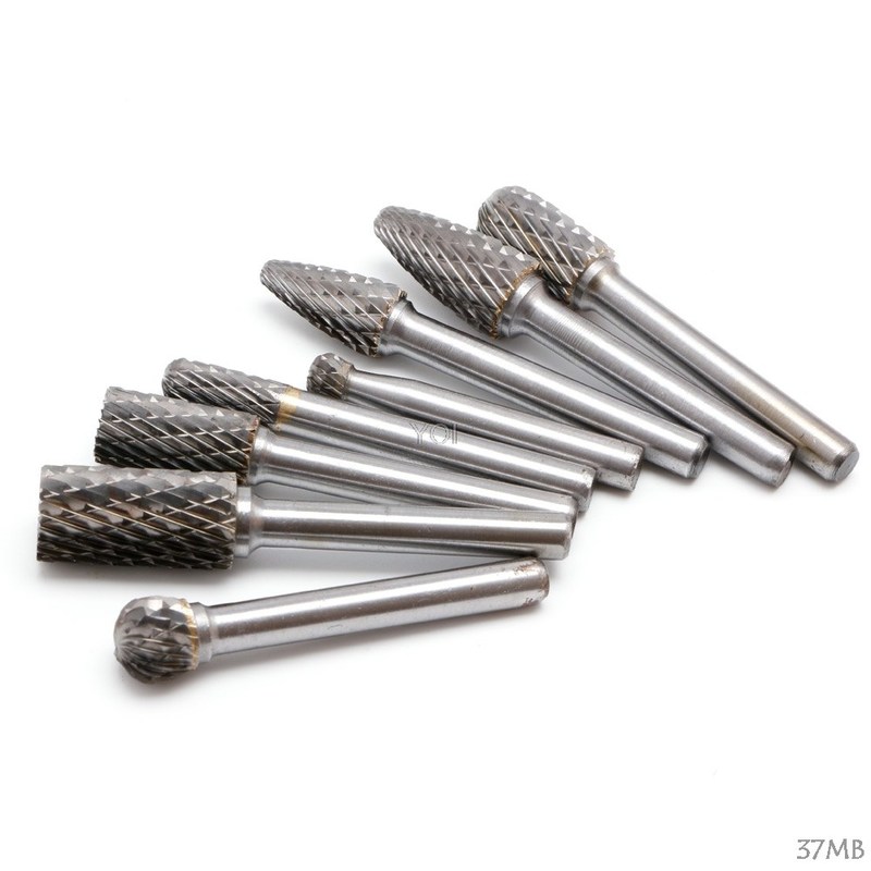 8Pcs 1/4 Tungsten Carbide Burr Bit 6mm Rotary Cutter F