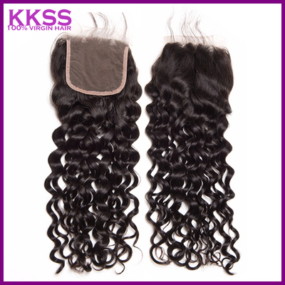 9A Peruvian human natural water wave weave hair with closure