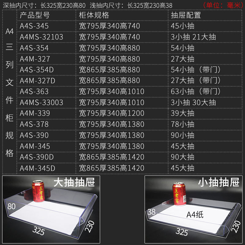钢制45抽90抽屉式A4文件柜档案效率零件铁皮柜子底图纸资料整理柜