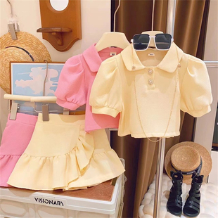 Girls Clothes Sets Summer Lapel Shirt+Shorts Short Sleeve