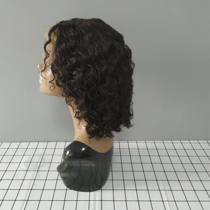 water wave lace frontal bobo wig peruvian hair natural 10inc