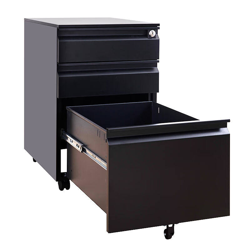 豫鑫辉活动柜钢制三抽屉柜矮柜桌下柜移动小收纳柜办公文件柜鹅颈