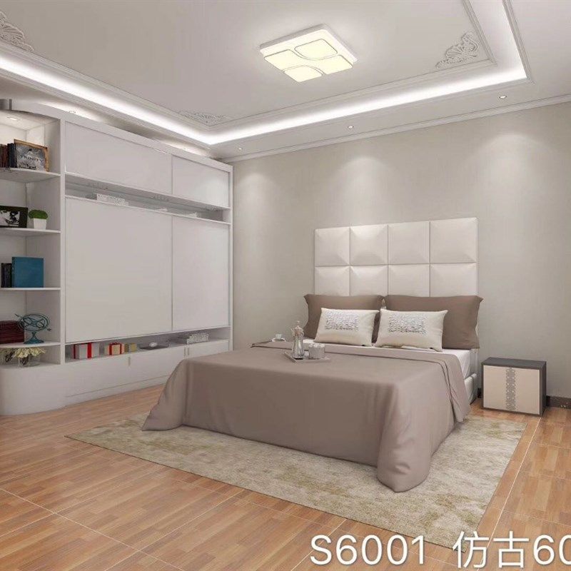 客厅卧室仿古木纹砖600x600厨房阳台卫生间地砖 商场商店瓷砖防滑